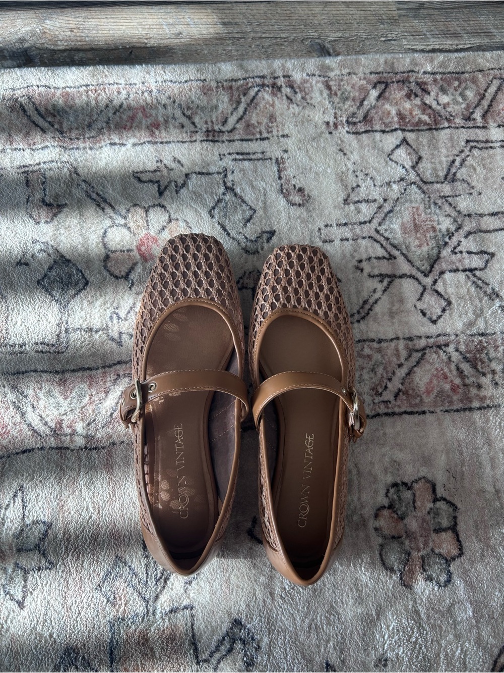 Crown Vintage Tan Woven Mary Jane Flats